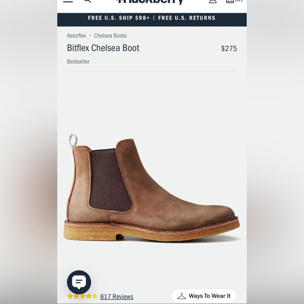 Astorflex- Chesnut Nubuck leather Chelsea Boots (Huckberry edition)